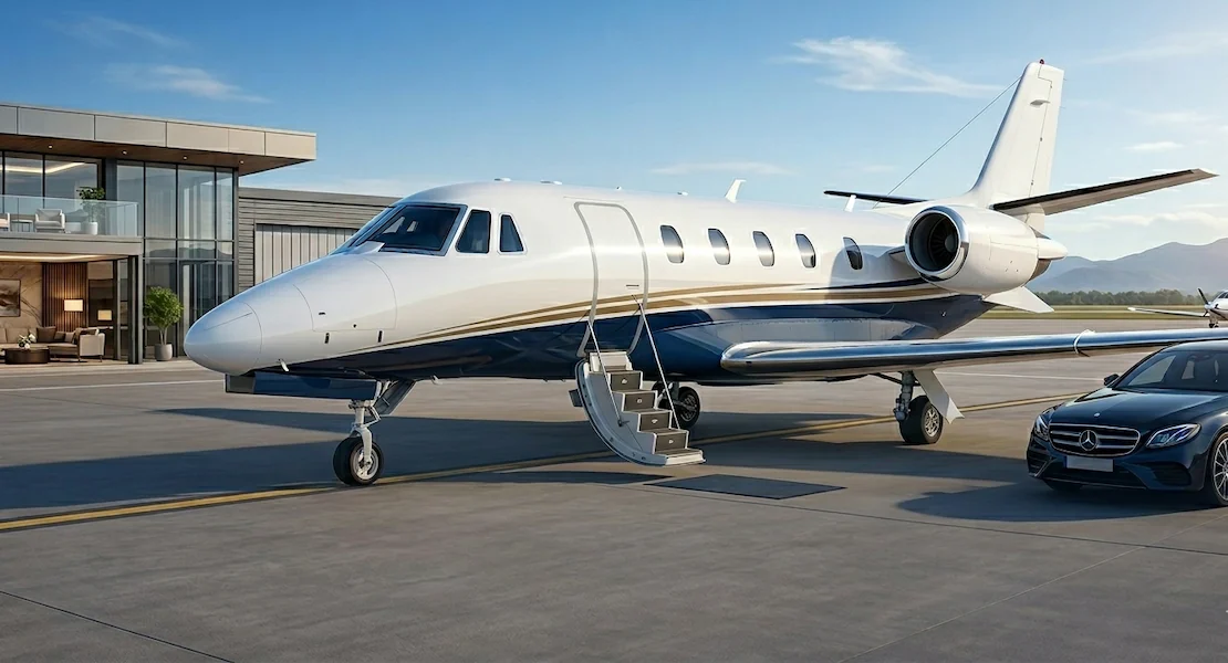 Private jet on a tarmac - representative of Australian charter operators
